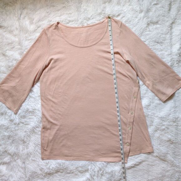 J.Jill Pure Jill Asymmetric Button Tunic Womens M Pink Cotton Modal 3/4 Sleeve - Picture 7 of 9